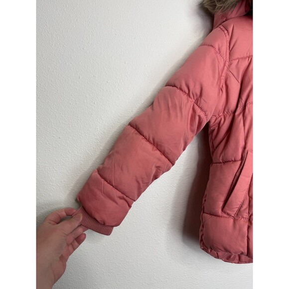 Old Navy Girls Small Better Frost Free Puffer Jacket Antique Coral Faux Fur - Picture 6 of 16